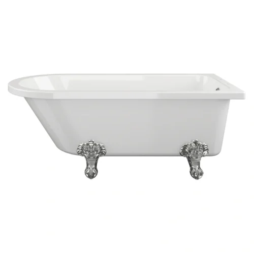 Willow Freestanding Back‑To‑Wall / Corner Bath - 2 Tap Hole - Gloss White