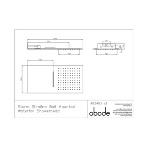 Abode Storm Slimline Wall Mounted Waterfall Showerhead - St/Steel