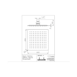 Abode Storm Slimline 200mm Square Showerhead – Stainless Steel
