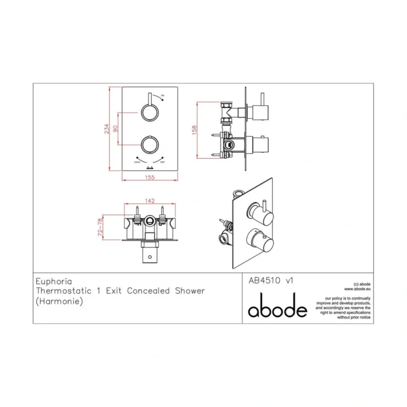 Abode Harmonie Concealed Shower (1 Exit) - Chrome