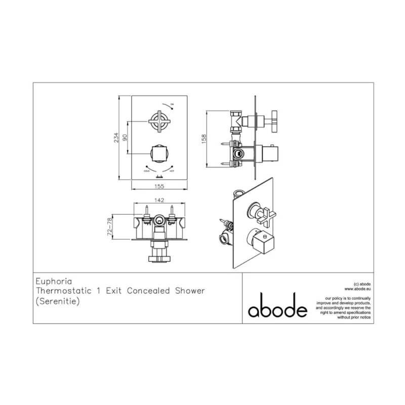 Abode Serenitie Concealed Shower (2 Exit) - Chrome