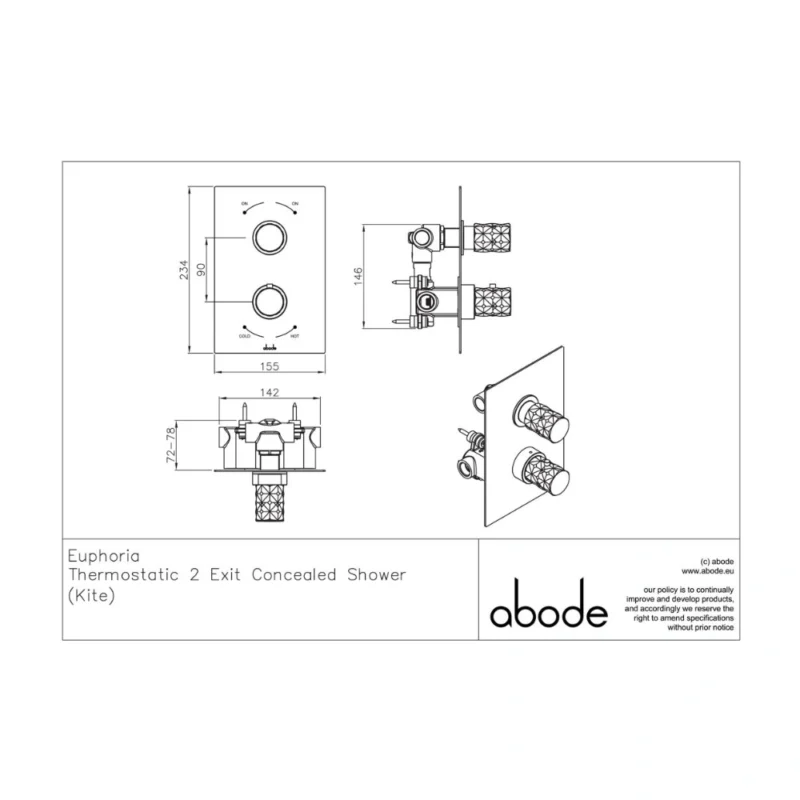 Abode Kite Concealed Shower (2 Exit) - Chrome