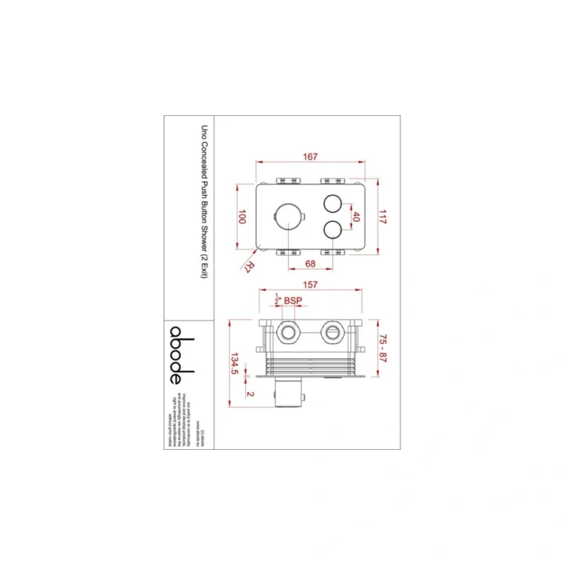 Abode Uno Concealed Push Button Shower (2 Exit)