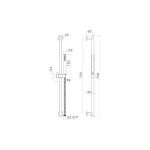 Vema Tiber Riser, Handset & Hose Set - St/Steel
