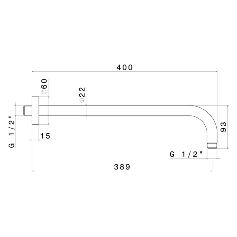 Vema Tiber 400mm Shower Arm - St/Steel