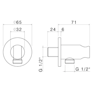 Vema Tiber Handset Wall Bracket & Outlet - St/Steel