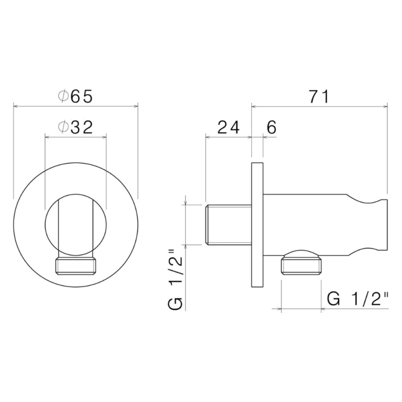 Vema Tiber Handset Wall Bracket & Outlet - St/Steel