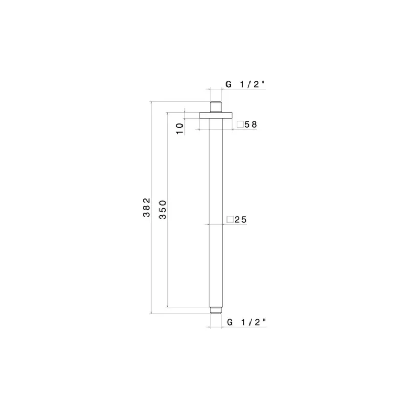 Vema Square Ceiling Mount Shower Arm – Polished Chrome
