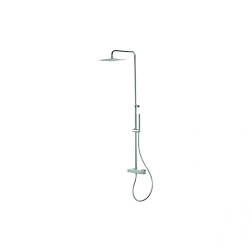 Vema Thermostatic Square Bar Valve w/Fixed Head & Riser - Chrome