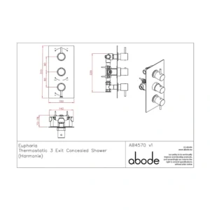 Abode Harmonie Concealed Shower (3 Exit) - Chrome