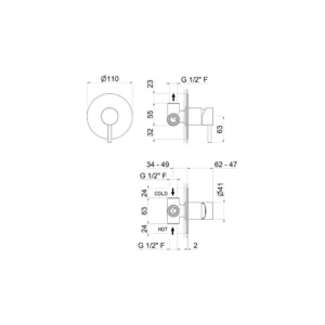 Vema Tiber Single Outlet Shower Mixer - St/Steel