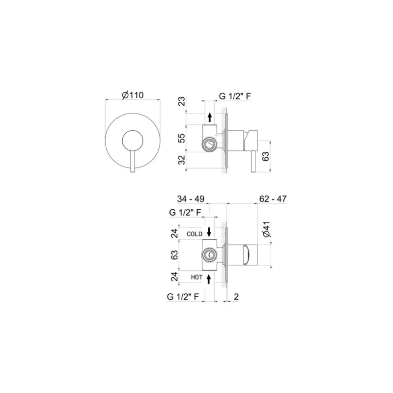 Vema Tiber Single Outlet Shower Mixer - St/Steel