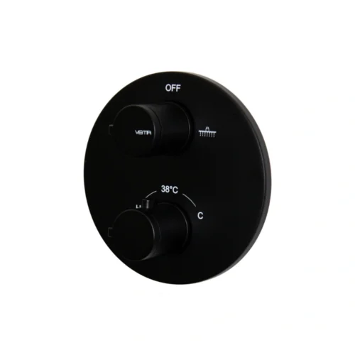 Vema Timea Black Two Outlet Thermostatic Valve – Matt Black