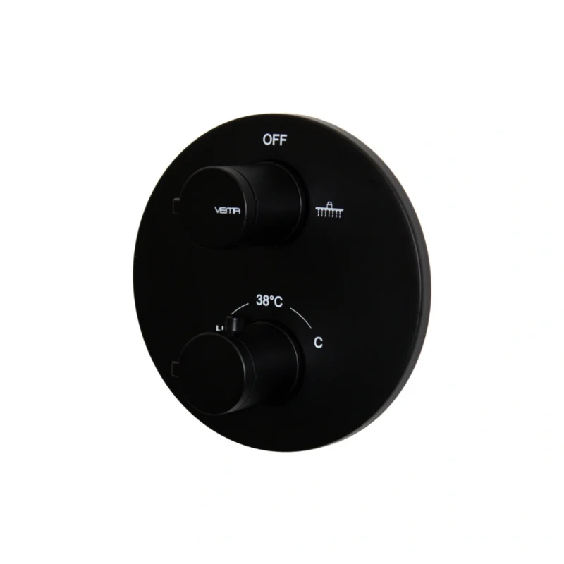 Vema Timea Black Two Outlet Thermostatic Valve – Matt Black