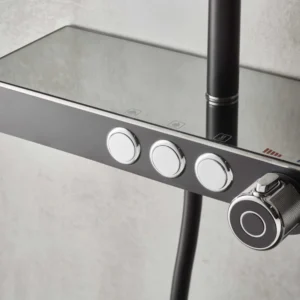 Vema Thermostatic Shower Column w/Fixed Head, Riser, Shelf & Foot Wash