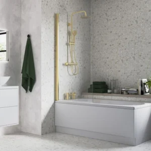 800x1500mm Single Straight Bath Screen (6mm) - Brushed Brass