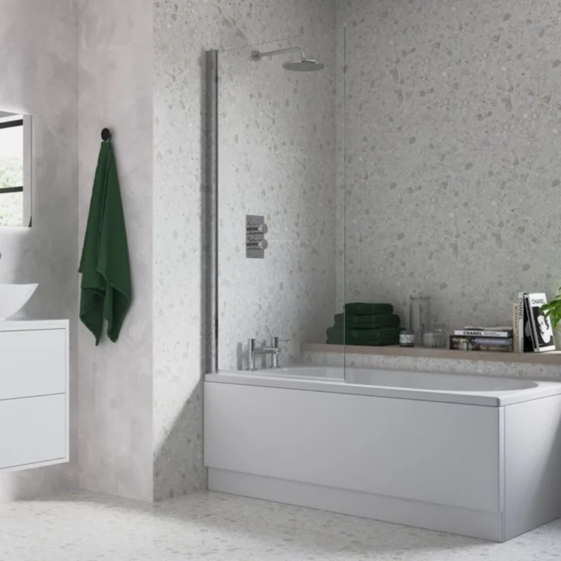 800x1500mm Single Straight Bath Screen (6mm) - Chrome
