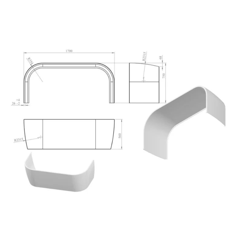 1700mm Back To Wall Bath Panel