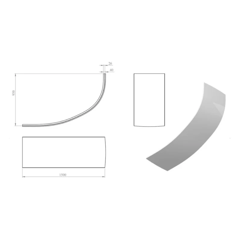 1500mm Offset Corner Bath Panel – White