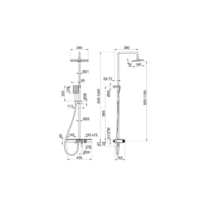 Vema Thermostatic Shower Column – Matt Black