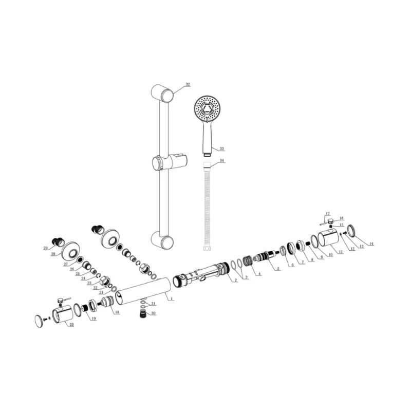 Carter Cool‑Touch Thermostatic Bar Mixer Shower – Chrome