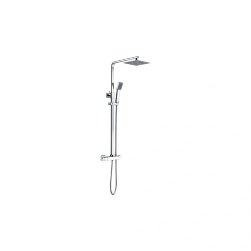 Cosmic Square Thermostatic Bar Mixer w/Riser Kit - Chrome