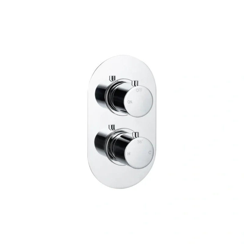 Aurora Thermostatic Single Outlet Twin Shower Valve - Chrome