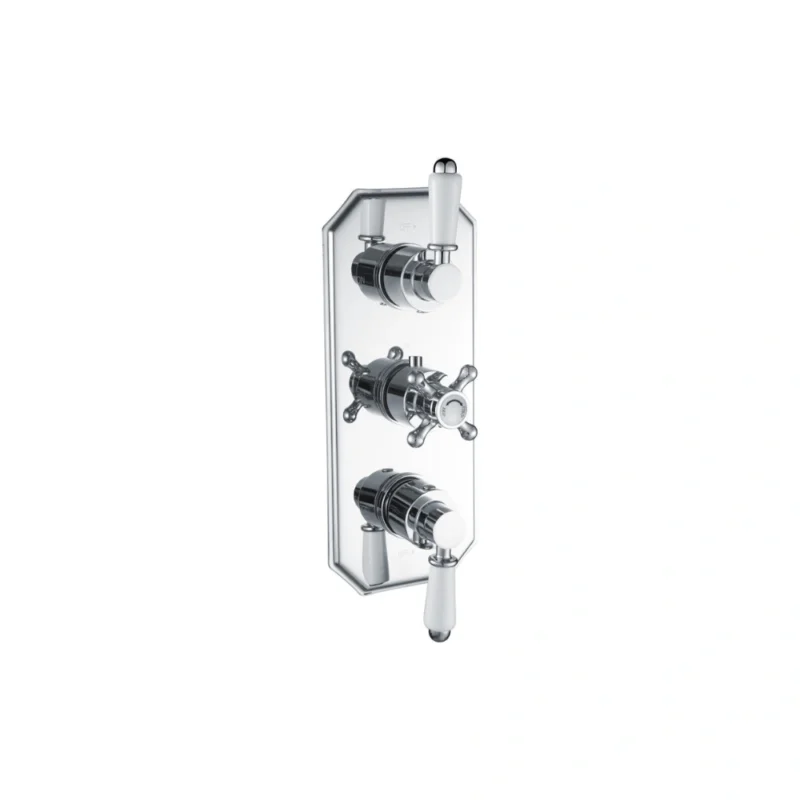Harrington Traditional Lever Thermostatic Two Outlet Shower Valve - Chrome