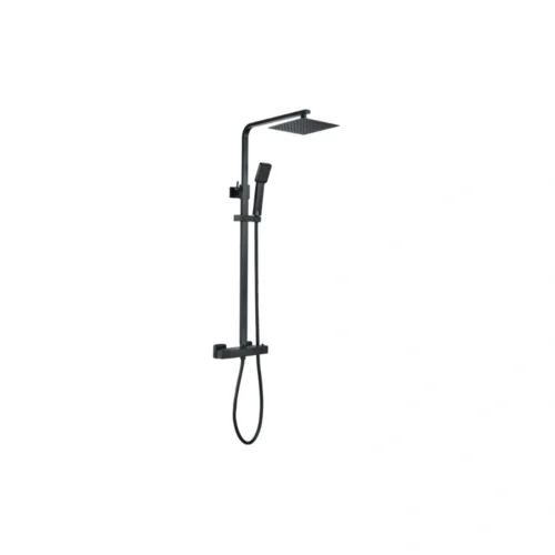 Cosmic Square Thermostatic Bar Mixer w/Riser Kit - Matt Black