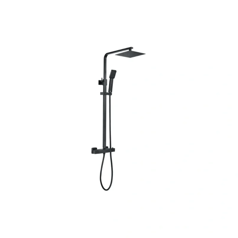 Cosmic Square Thermostatic Bar Mixer w/Riser Kit - Matt Black