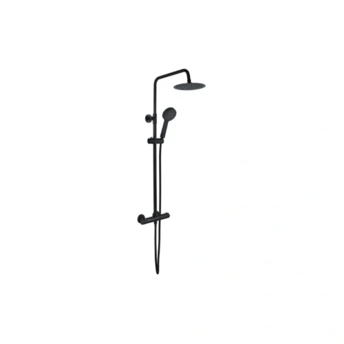 Aurora Round Thermostatic Bar Mixer w/Riser Kit - Matt Black