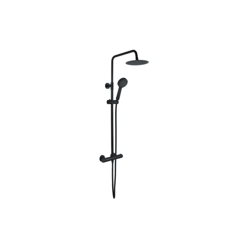 Aurora Round Thermostatic Bar Mixer w/Riser Kit - Matt Black