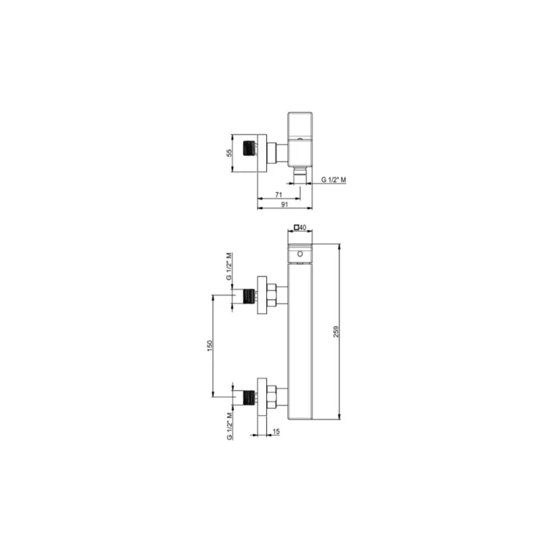 Vema Lys Wall‑Mounted Single Outlet Shower Mixer – Polished Chrome