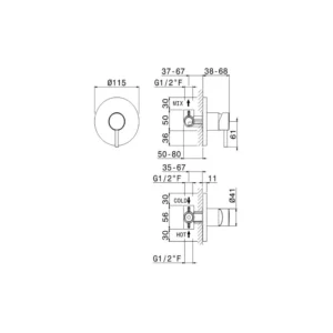 Vema Maira Black Concealed Single Outlet Shower Mixer