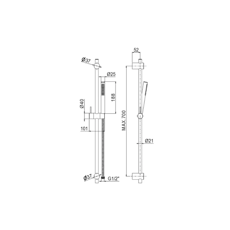 Vema Maira Black ABS Riser Rail Kit – Matt Black