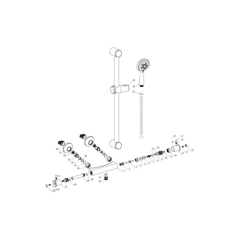 Beca Low Pressure Thermostatic Bar Mixer Shower – Chrome