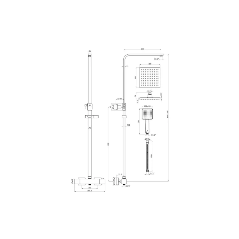 Blakely Cool-Touch Thermostatic Mixer Shower w/Riser & Overhead Kit - Chrome