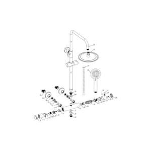 Aurora Round Thermostatic Bar Mixer w/Riser Kit - Chrome