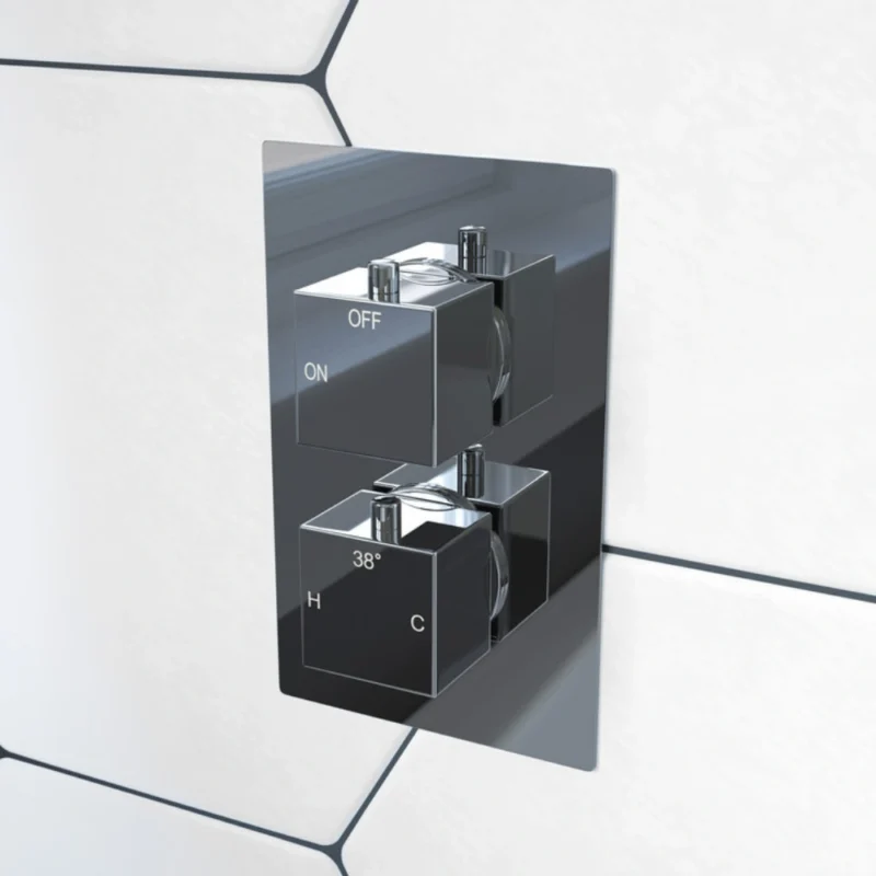 Cosmic Thermostatic Single Outlet Twin Shower Valve - Chrome