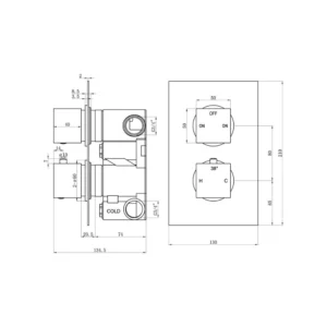 Cosmic Thermostatic Two Outlet Twin Shower Valve - Chrome