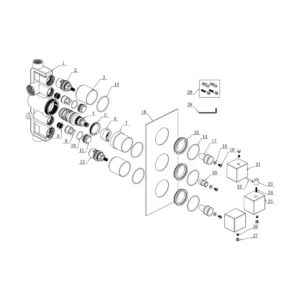 Cosmic Thermostatic Two Outlet Triple Shower Valve - Chrome