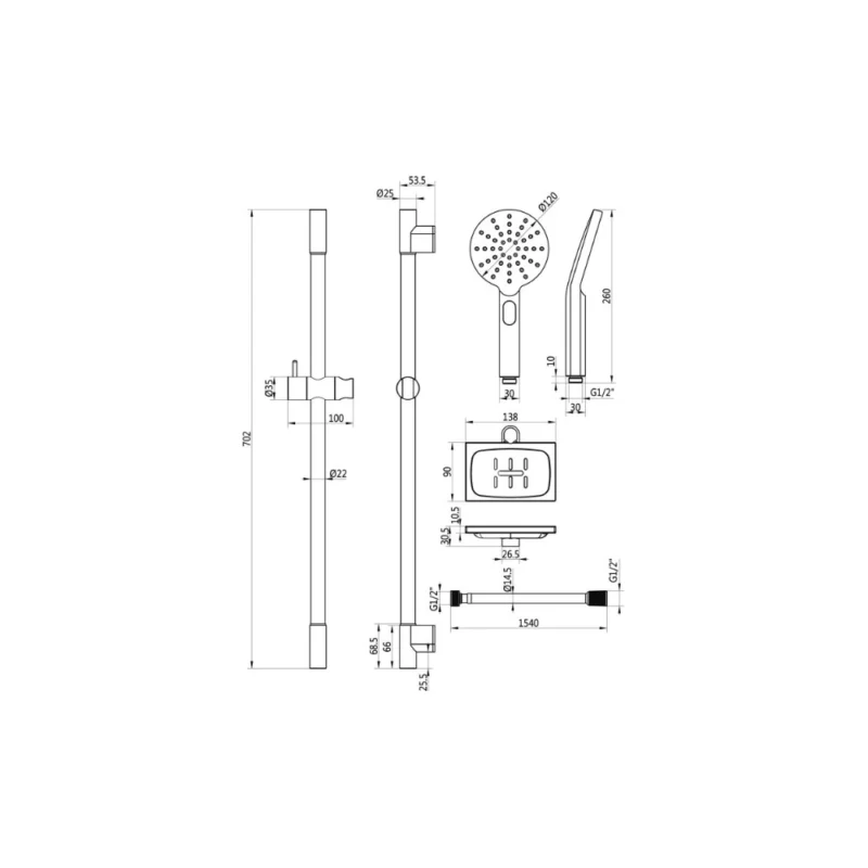 Aurora Round Push Button Shower Kit