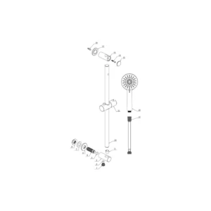 Aurora Round Riser Rail Kit w/Elbow & 3 Mode Handset - Chrome