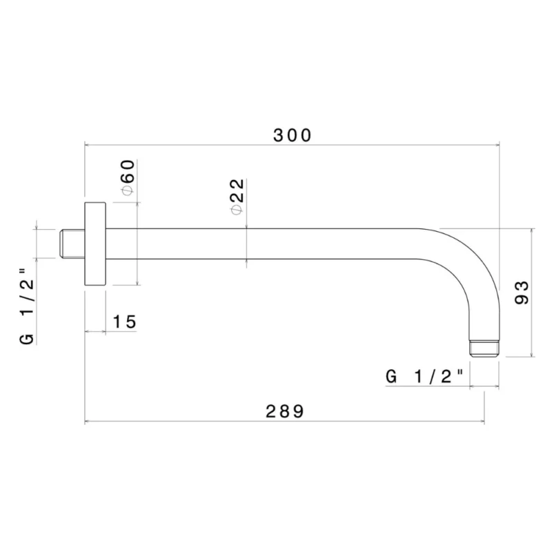 Vema Round 300mm Wall Shower Arm – Polished Chrome