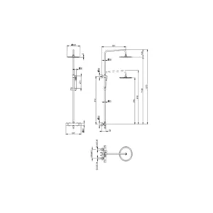 Vema Thermostatic Shower Column w/Fixed Head & Riser - Matt Black