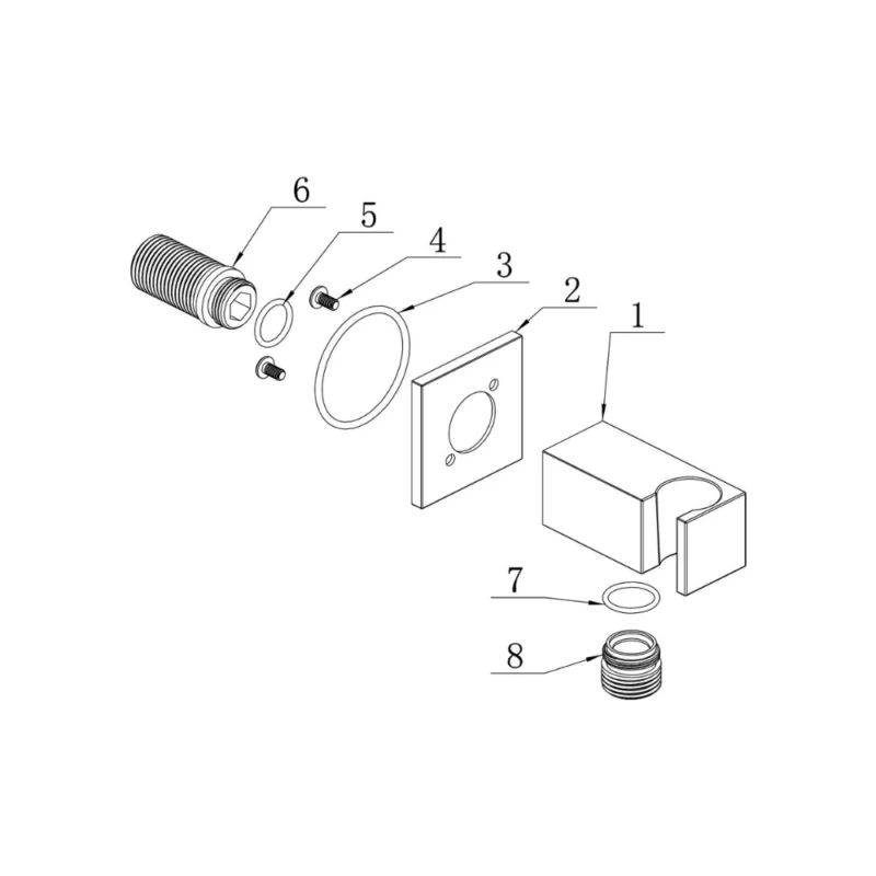 Handset Wall Bracket w/Wall Outlet - Square