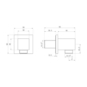 Square Wall Outlet Elbow – Polished Chrome