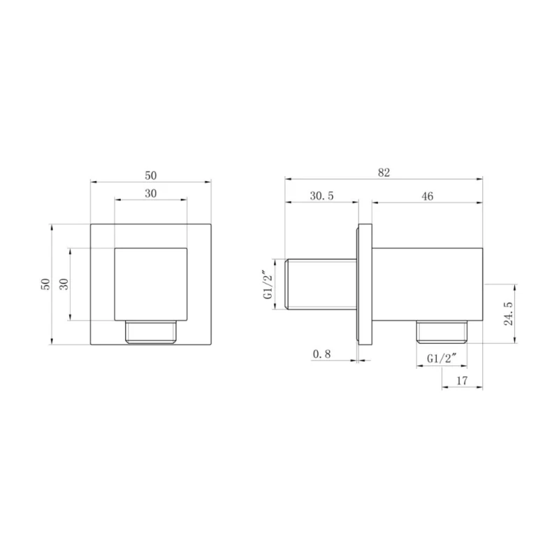 Square Wall Outlet Elbow – Polished Chrome
