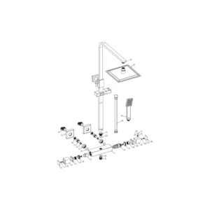 Cosmic Square Thermostatic Bar Mixer w/Riser Kit - Matt Black