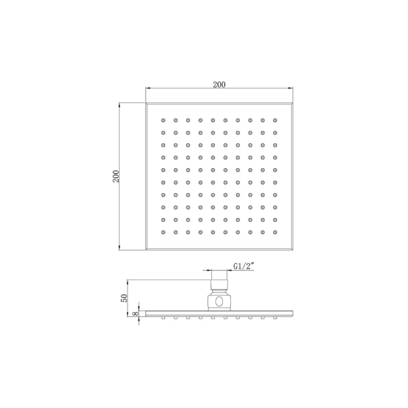 Cosmic 200mm Square Showerhead – Polished Chrome